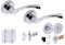 HANDLEZONE® Lobo Door Handles on Rose Bathroom Deadbolt Pack with 75mm Ball Bearing Hinges, 65mm Latch and Lock - Polished Chrome