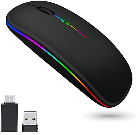 Vickey Mouse wireless per computer, mouse Bluetooth e mouse wireless USB da 2,4 GHz, per laptop, ricaricabile, silenzioso, senza fili, BT 5.0, compatibile con iPad, MacBook air/pro, chromebook,