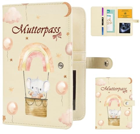 Aufisi Mutterpass Schutzhülle, Schwangerschaft Verkünden mit F?löchern zur Aufbewahrung von Versicherungskarten, Ultraschallbilder Aufbewahren Impfpass, Schwangerschaft Geschenk, Beige