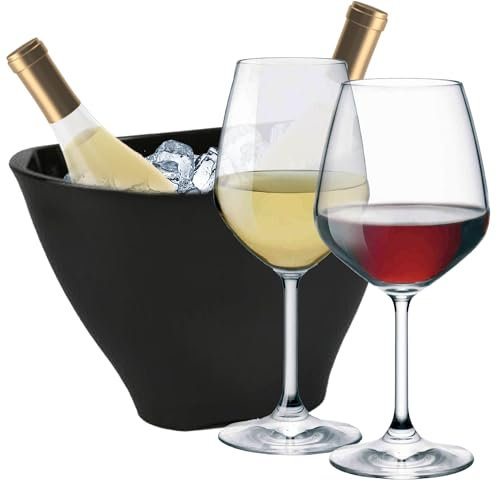 Sicignano Set Rotweingläser CL.53 + Weißwein CL.43,5 Divino Weingläser aus Glas für 6 Personen, transparent, spülmaschinenfest – 2 Flaschen, hergestellt in Italien