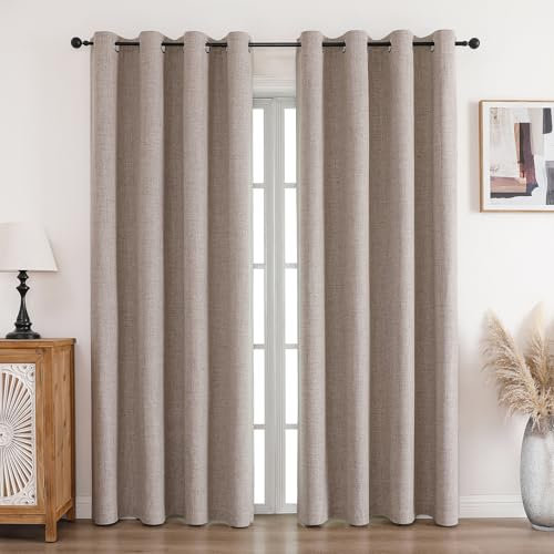 CUCRAF Vorhang 100% Blickdicht Leinen Gardinen mit Ösen Verdunklungsvorhänge Gardinen Leinen H300 x B167 cm 2er Set, Thermovorhang Kälteschutz Schallschutz Vorhang für Wohnzimmer Schlafzimmer