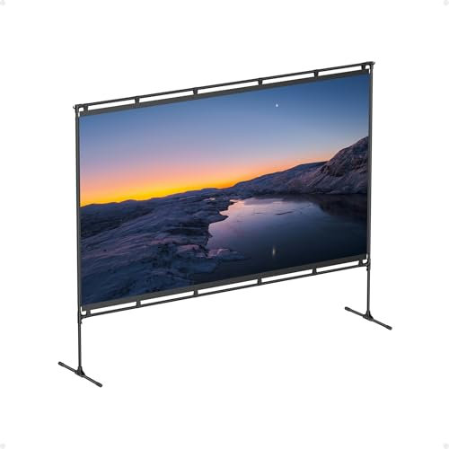 NEBULA 100-Inch Outdoor Projector Screen with Stand, Portable Carry Bag, 16:9 Film Screen, Quick and Easy Setup, Wrinkle-Free and Washable, Durable Aluminium, for Outdoor, Garden, Home Theater