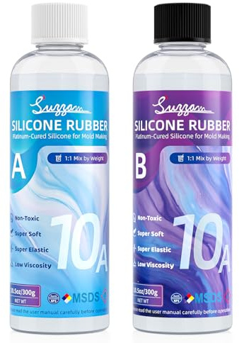 Suzzam Silicone Mould Making Kit, 600g Translucent Platinum Silicone Rubber | 10A Super Elastic Liquid Mold Making Silicone for Resin, Soap, Candle, Plaster etc - Fast Cure