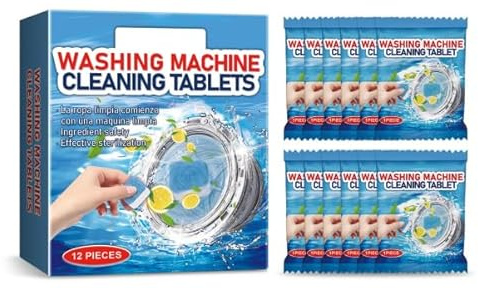 Washing Machine Cleaner Deep Clean Tablets，Washing Machine Cleaner and Descaler Tablets，Removes Limescale & Odours，Deep Clean and Descaling for HE Front and Top Loaders Washer