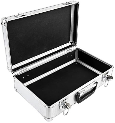 SUNNYNEST 40x24x12.5cm Lockable Aluminum Tool Case – Hard Silver Toolbox with Key Security, Ideal for Tool & Camera Storage and Transport