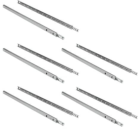 EMUCA - Guías correderas con rodamiento de Bolas para cajones, guías de extracción Parcial para cajonera, 17mm x 438mm, Lote de 5 Juegos
