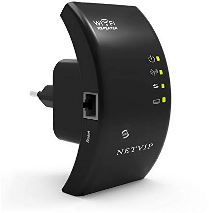 WLAN Repeater, NETVIP WLAN Verstaerker 300Mbit/s Wireless WiFi Adapter (2,4GHz, LAN Port, WPS) WiFi Range Extender Verstärker Netz Empfänger Unterstützt Allen WLAN Geräte
