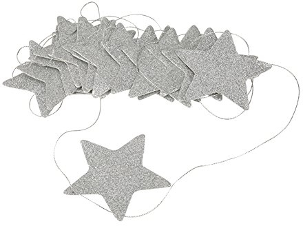 Glitzer Stern Girlande, Stern Papiergirlande zum Aufhängen Partygirlande für Kinderzimmer Babyzimmer Dekoration (Silber)