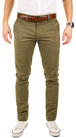 Yazubi Herren Chino Hose Dustin - Chinohose mit Gürtel, Grün (Dusky Green 4R170517), W29/L30