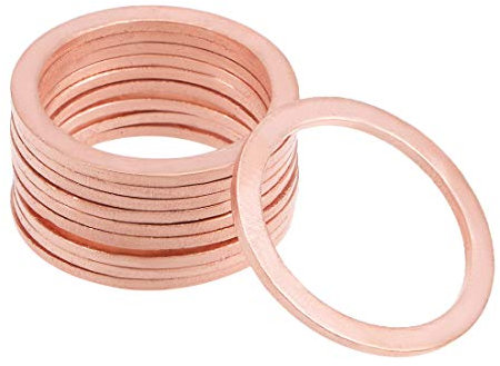 sourcing map Arandela plana de cobre de 10pcs 24mm x 30mm x 1.5mm para tornillo de tornillo