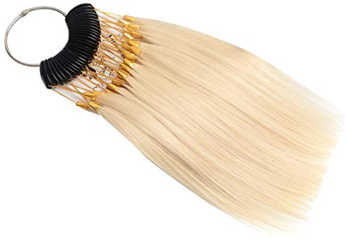 RemeeHi Haarmuster zum Testen der Haarfarbe, Probenringe mit goldenen Schnallen, Echthaar für Salon, Friseure, 30 Strähnen/Set, Beige, 10°