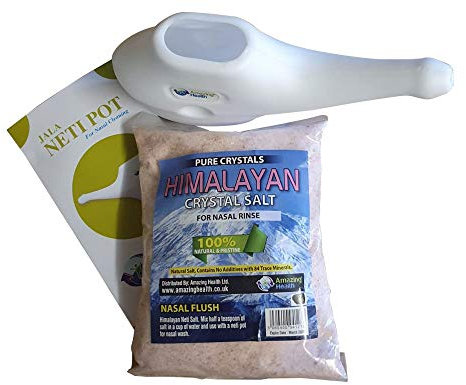 Amazing Health White Neti Pot and 500g Himalayan fine salt