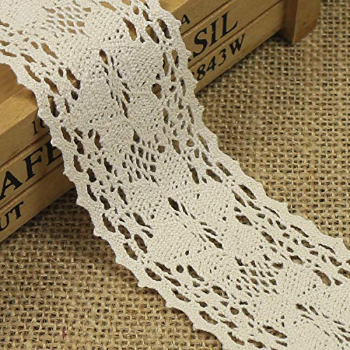Yulakes Cinta de encaje de 5 yardas de 5 cm de algodón, vintage, cinta de ganchillo, cinta de encaje para costura, artesanía, boda, decoración, scrapbooking, caja de regalo, Y05005