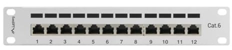 LANBERG Patch Panel 10, 12 Ports 1U, CAT.6, Grau