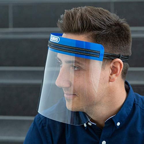 Abus Face Guard Gesichtsschutz mit breitem Visier gegen Staub und Partikel - leichtes Plexiglas - wiederverwendbar - inkl. 1er Wechselscheiben - klar - 62848, Einheitsgröße
