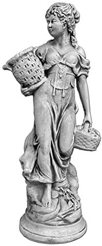 gartendekoparadies.de Frauen-Statue Sommer, Steinfigur, H. 69 cm, 20 kg, Grau, frostsicher aus Steinguss für Außenbereich