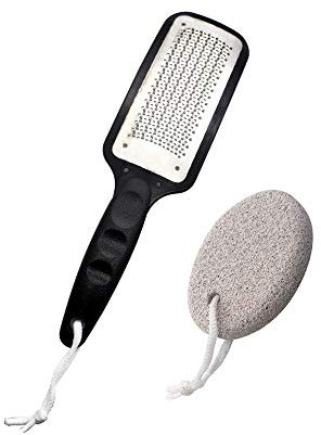 Lima per piedi extra large con pietra pomice per piedi, rimozione calli, scubber, pedicure kit in acciaio inox, da usare su piedi bagnati o asciutti