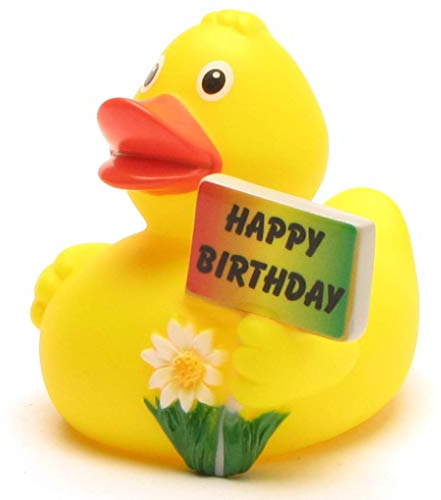 Duckshop Happy Birthday Badeente I Quietscheente I L: 8 cm