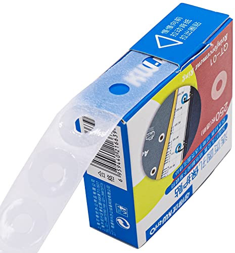 250 Stück Verstärkungsetiketten, Selbstklebende Verstärkungsringetiketten zum Reparieren und Verstärken von Lochungen (Transparent)