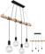 INNOVATE Pendelleuchte Holz 4 flammig – 90cm breite Hängelampe Vintage Holzbalken Rustikal - Pendellampe Aluminium schwarz mit E27 Fassung bis 60 Watt - Retro Hängeleuchte höhenverstellbar