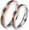 Bishilin Partner Ringe, Silber Ringe 4MM mit Holz Damen Gr.60 (19.1) + Herren Gr.65 (20.7), Verlobungsringe Edelstahl Paar Ringe Set