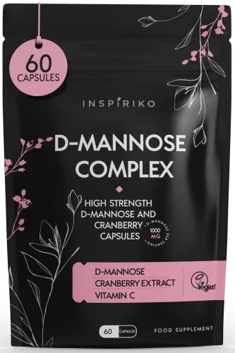 D Mannose 1000Mg Tablets Complex - 3-in-1 D-mannose Capsules with High-Strength Cranberry Extract & Vitamin C - Preventative Urinary Tract & Bladder Care for Women, 60 Capsules