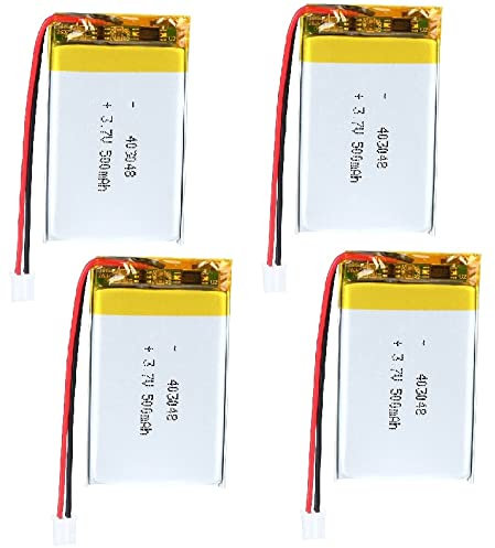 3.7V 500mAh 403048 Lipo Battery Rechargeable Lithium Polymer ion Battery Pack with JST Connector,4 PCS