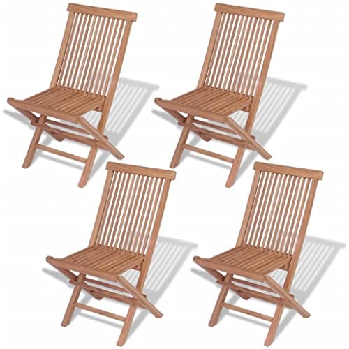 4er Set Gartenstühle Ohne Armlehnen Klappstühle Gartenstühle Klappbar Bambus Gartenstuhl Campingstuhl Balkonstuhl Bistrostuhl für Party Balkon, Braun 47 x 60 x 89 cm