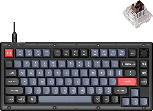 Keychron Key V1 75% Frosted Black RGB Key Brown H V1-C3-DE