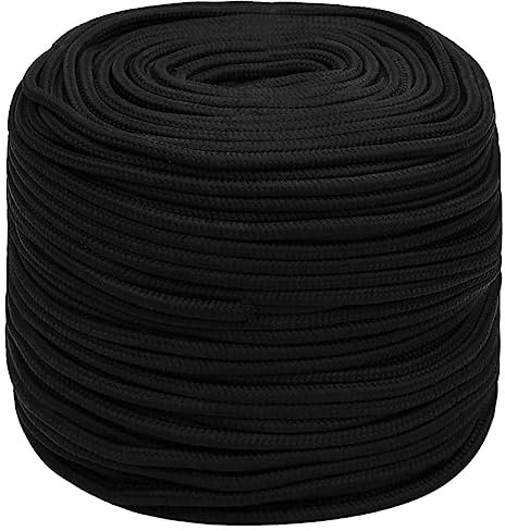 vidaXL Corde de Travail Ligne de Travail Corde Torsadée Corde d'Amarrage Câble de Travail Jardin Atelier Noir 10 mm 50 m Polyester