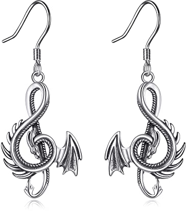 Gothic Dragon Dangle Earrings 925 Sterling Silver Vintage Dragon Jewelry Birthday Christmas Gifts for Women