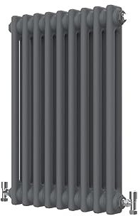 Radbliss Radiateur horizontal traditionnel 2 Cloumn 600x425mm Anthracite Gris mat fonte Style Design RAD Chauffage central