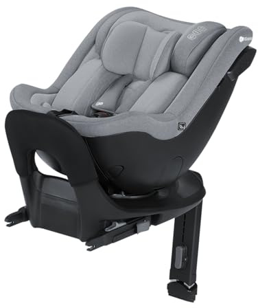 Kinderkraft I-GUARD i-size 40-105 cm Kindersitz mit Isofix base und Stützfuß, speziellen Sicherheitssystemen, Reboarder 360 grad drehbar, Reclining, Kopfstütze mit einer Hand einstellen, Grau
