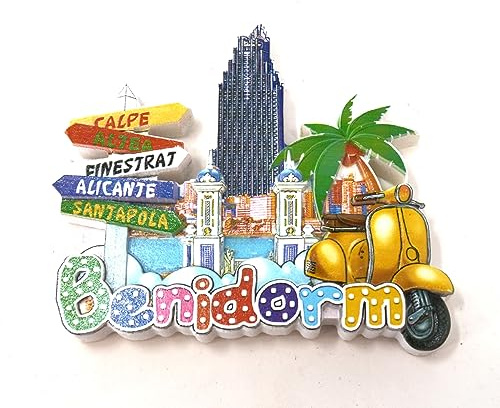 8cm Alicante Altea Benidorm Santa Pola Calpe Finestrat imán de Nevera. Flamenco español. Bandera de españa. Abanico sevillana