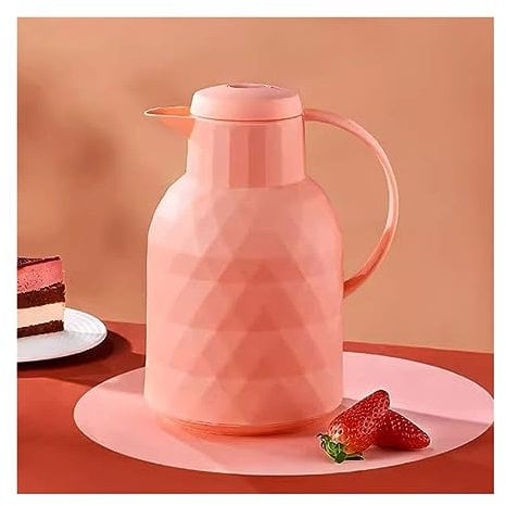Thermal Coffee Carafe 1L Large Capacity Household Outdoor Small Coffee Pot Vacuum Flask Glass Liner Thermos Insulated Coffee Carafes (Color : Roze)