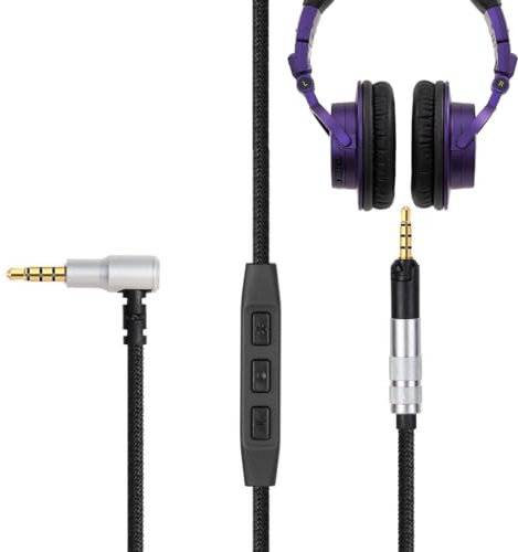 V-MOTA Câble d'écouteurs compatible avec casque Audio-Technica ATH-M40X ATH-M50x ATH-M60X ATH-M70x (ne convient pas à ATH-M50X BT) (microphone Drive-by-Wire 1,5 m)