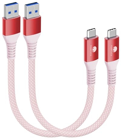 CONMDEX 2 cables de carga rápida USB C 10 Gbps de datos USB A Android Auto Cable QC3.0 3.1A cargador rápido transferencia de datos USB 3.1 Gen2 para Samsung S24/S23 Note20 Z Flip 5 Pixel9 50CM Rojo