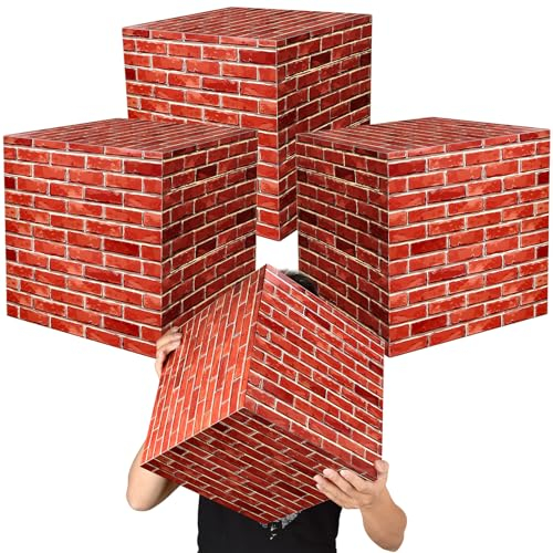 Mototo 4 Stück 11,8 Zoll Videospiel Brick Boxen Rote Ziegel Box Brick Party Favor Box Brick Boxen Karton für Brick Comic Mottoparty Videospiel Party Favor Weihnachtsdekoration (4 Stück)