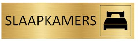 CombiCraft Aluminium Türschild Slaapkamers in Gold - Einfach zu befestigen mit 3M Klebeband - 165 x 45 mm