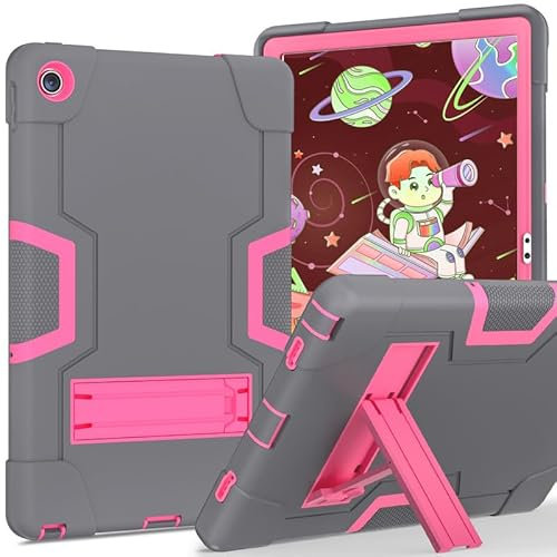 Funda para tablet Lenovo Tab M10 Plus 3ª 10.6 pulgadas TB-125F/128F (2022), soporte integrado, híbrido de silicona suave de policarbonato duro, funda de soporte a prueba de golpes, rosa gris
