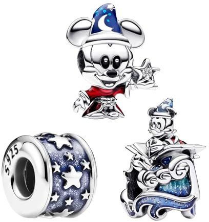 H.ZHENYUE Anhänger Charms 925 Sterling Silber Mouse Star with Cubic Zirconia für Europäische Armbänder und Halskette,Schmuck Geschenk für Weihnachten,Valentinstag,Muttertag Pack von 3 Damen