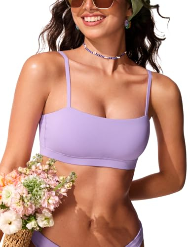 CRZ YOGA Damen Bikini BH Top Schnell Trocknend Leichter Swimsuit Oberteil Padded Swim Bademode Bikinioberteil Elfen-Purpur 38