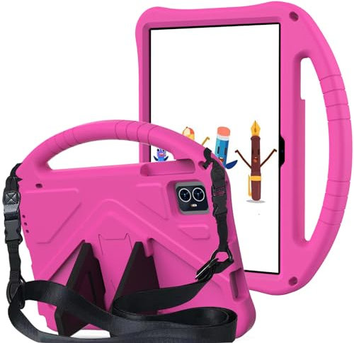 Funda para tablet TCL NxtPaper 11 (2023) para niños, duradera, ligera, a prueba de golpes, con asa protectora, para TCL Tab 11-9466x (2023) (rojo rosa)
