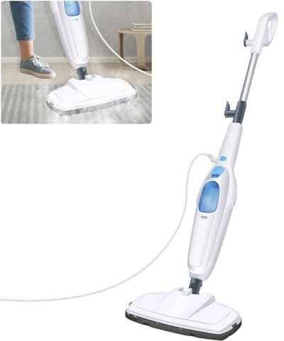 Steam Mop 1500w, Floor Steamer Tile Cleaner, Hard Wood Floor Cleaner with 2 Washable Microfiber Pads and 400ml Tank, 16FT Cable