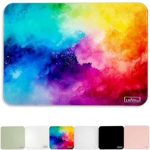 Glassboard Studio LuxxPad Glas-Mauspad – Mauspad für Gaming und trocken abwischbar, gehärtetes Starkes Glas mit rutschfesten Gummifüßen für Gaming und Arbeit (lebendiges Aquarell, 25,4 x 35,6 cm)