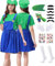 ChouGlow Super Brüder Cosplay Kostüm,Super Klempner Kostüm Set mit Mütze Schnurrbärte Handschuhe Mari und Lugi Kostüm Brothers Jumpsuit Halloween Karneval Kostüm Set für Kinder Damen Herren