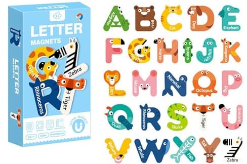 Alphabet Magnets Toys, Magnetic Letters And Numbers For Children, Animal-Shaped Magnetic Alphabet, Educational Jumbo Animal Magnetic Letters For Kids, Jumbo Magnetic For Fridge (A)