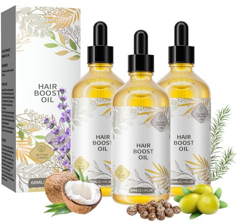 Natürliches Haaröl für Haarwachstum, Haarstärkungsöl mit Rosmarinöl, Rizinusöl, Kokosnussöl, Lavendelöl, Haarserum für Kopfhaut und Haar (3 x 60 ml)