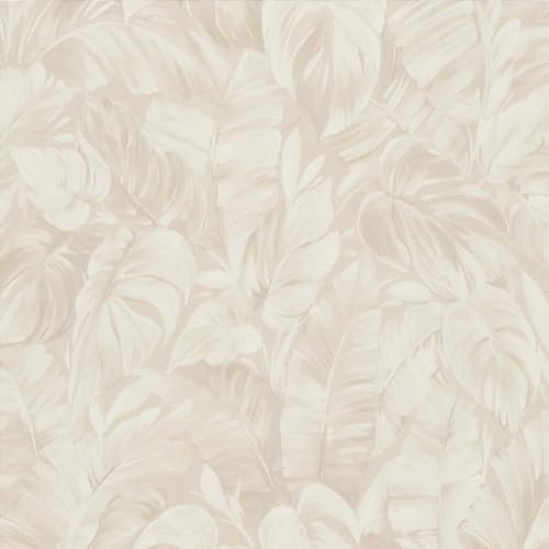 Play of Light Bold Tropical Palm Leaf Themed Lightly Textured Hardwearing Vinyl Wallpaper for Living Rooms Hallways Bedrooms Feature Walls Cream by Erismann 10416-02