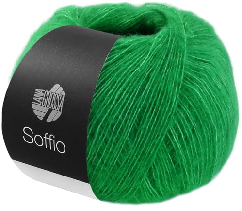 LANA GROSSA Soffio | Flauschiges Lace-Garn aus Merino- & Baumwolle mit 10% Kaschmir | Handstrickgarn aus 60% Schurwolle (Merino superfein), 30% Baumwolle (Bio) | 25g zum Stricken | 212m Garn FB 9
